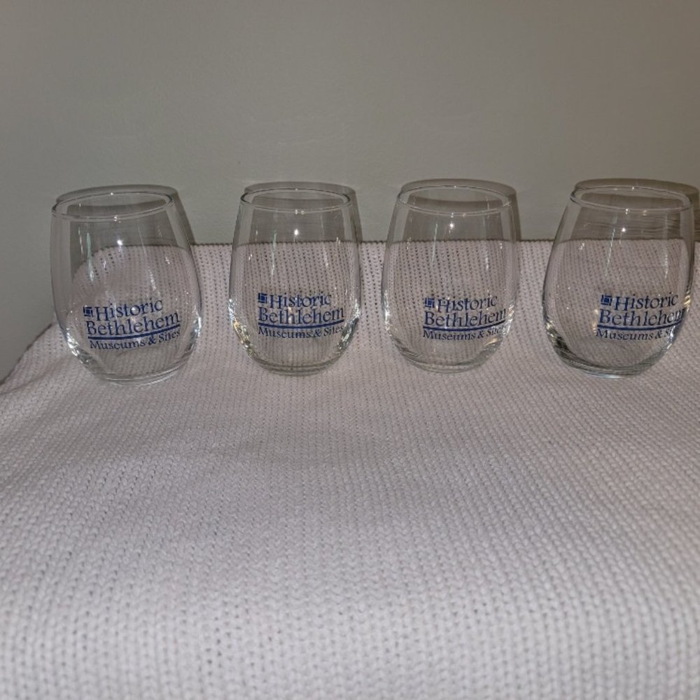 Historic Bethlehem Stemless Wine Glasses Set of 4